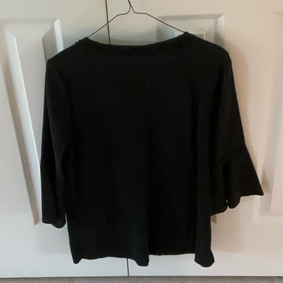 Denim & Company Black and Orange Blouse - Picture 4 of 9